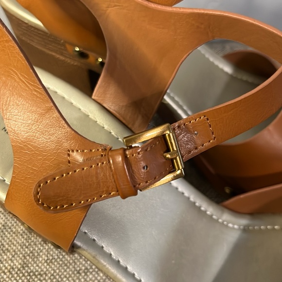 a.n.a.dark tan strappy sandals with gold toned studs, size 10. - Picture 8 of 12